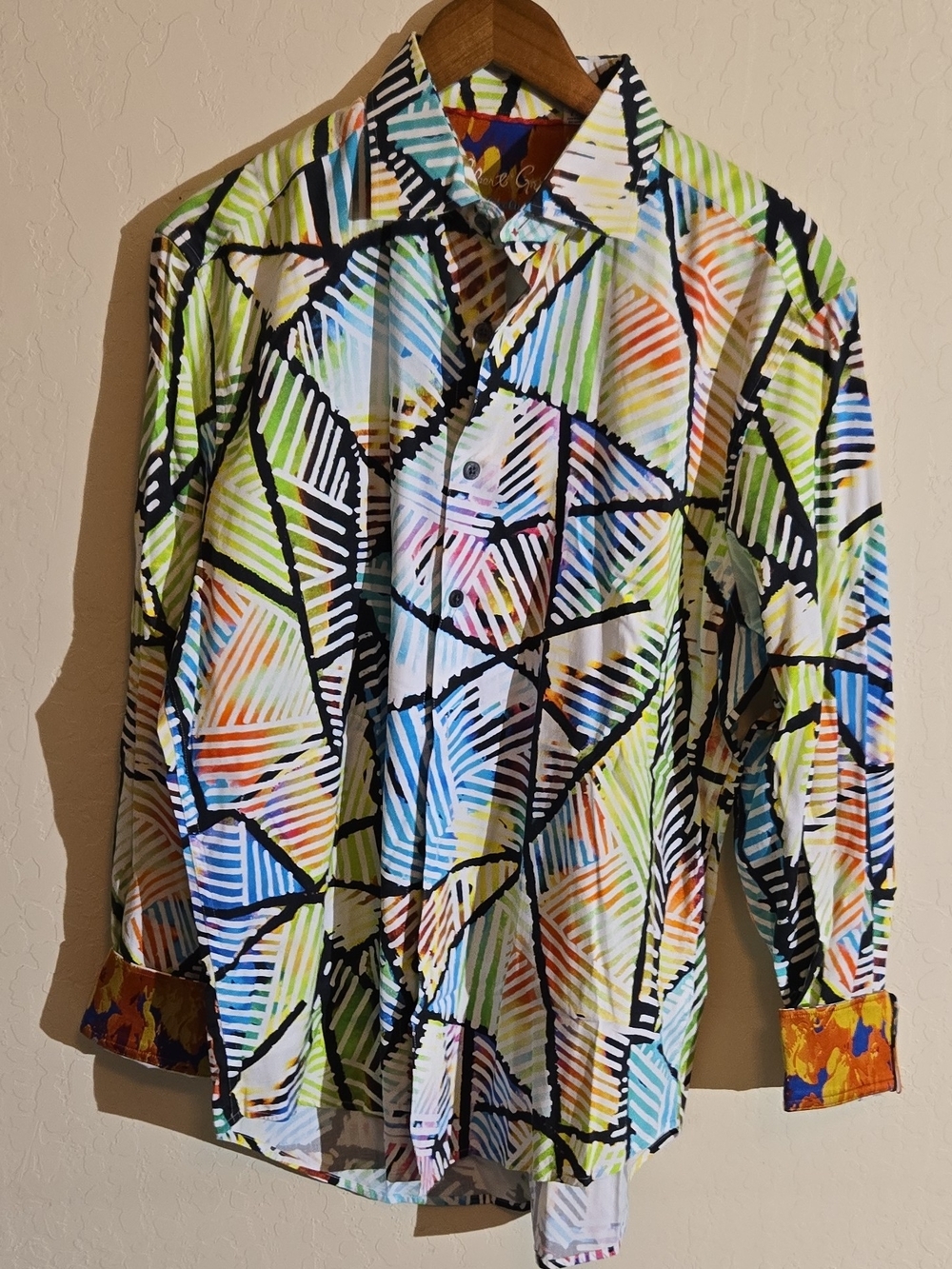 Robert Graham Multicolor Striped Geometric Button-Down Shirt